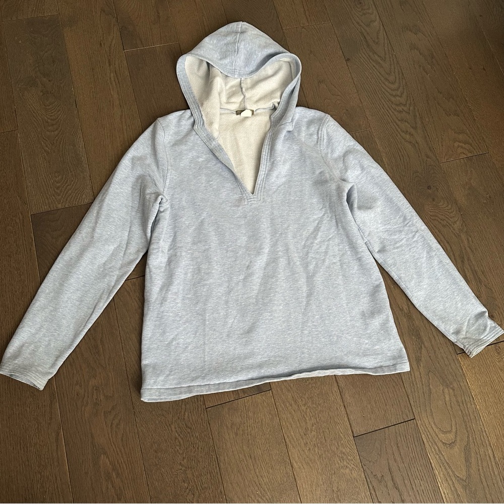J. Crew Heather Gray / Blue Hooded Sweater